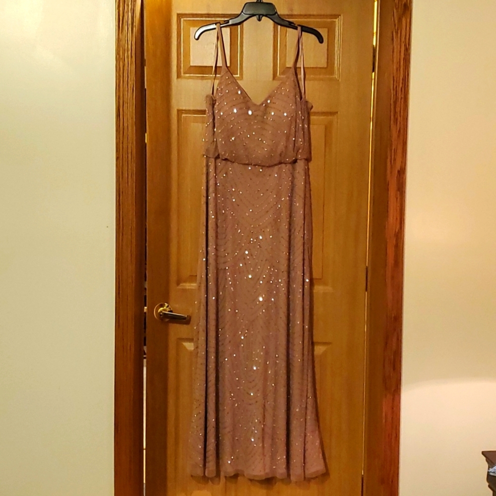 Adrianna Papell Rose Gold Maxi Dress Size 12